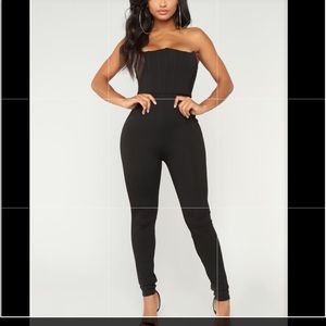 Black strapless romper